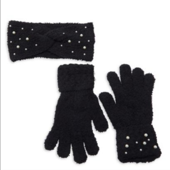 Vince Camuto 2-Piece Faux Pearl Embellished Headband & Gloves Set BNWT/ 2 COLORS - Picture 2 of 2